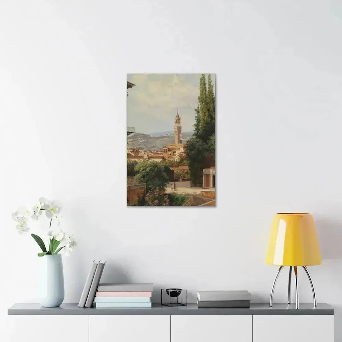Antonietta Brandeis (1849-) Florence, View of the Palazzo Vecchio The Fiesole In the Distance - Canvas Wall Art - The Sticker Space