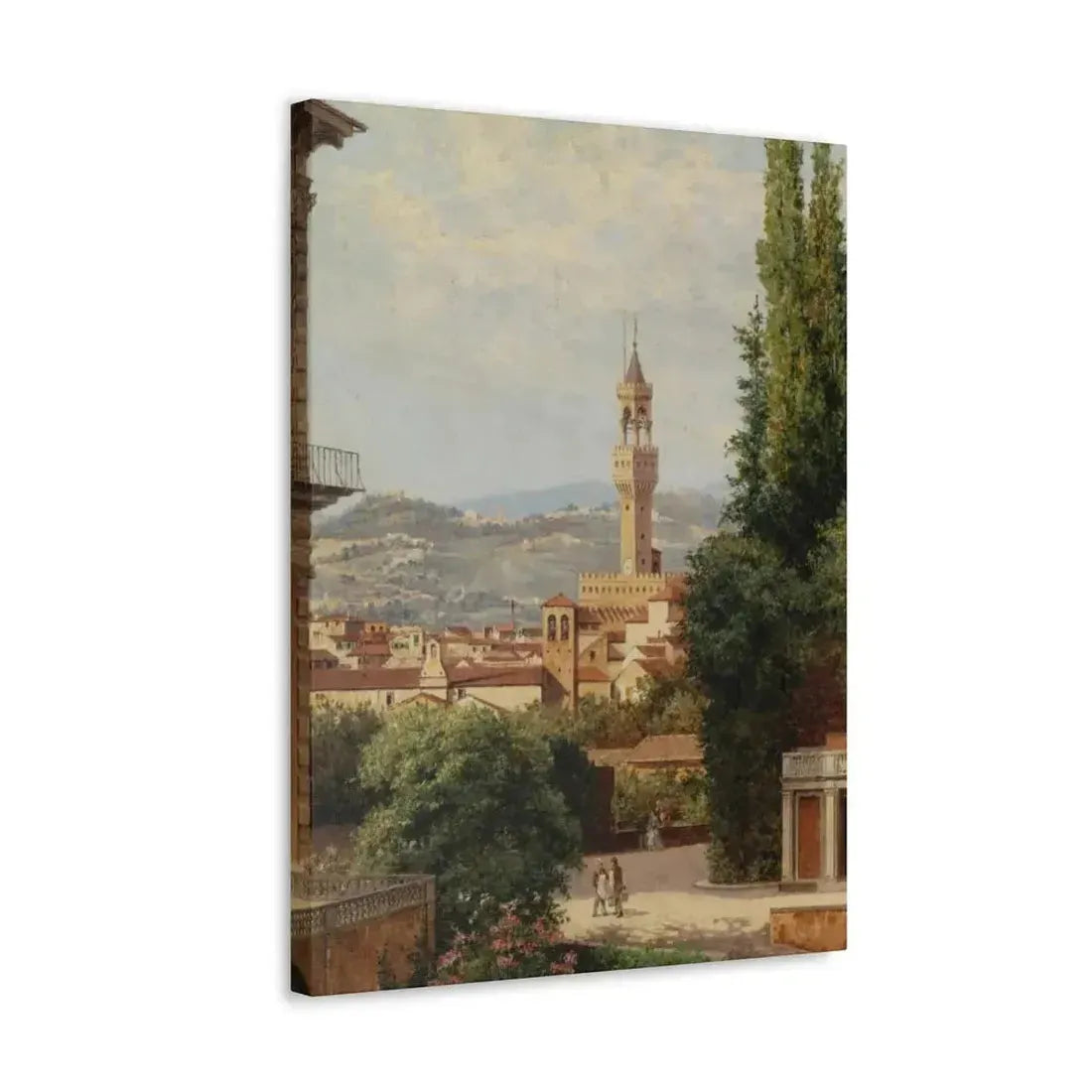 Antonietta Brandeis (1849-) Florence, View of the Palazzo Vecchio The Fiesole In the Distance - Canvas Wall Art - The Sticker Space