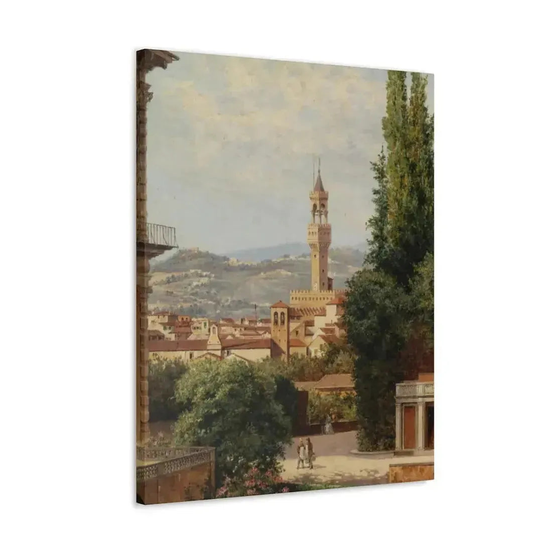 Antonietta Brandeis (1849-) Florence, View of the Palazzo Vecchio The Fiesole In the Distance - Canvas Wall Art - The Sticker Space