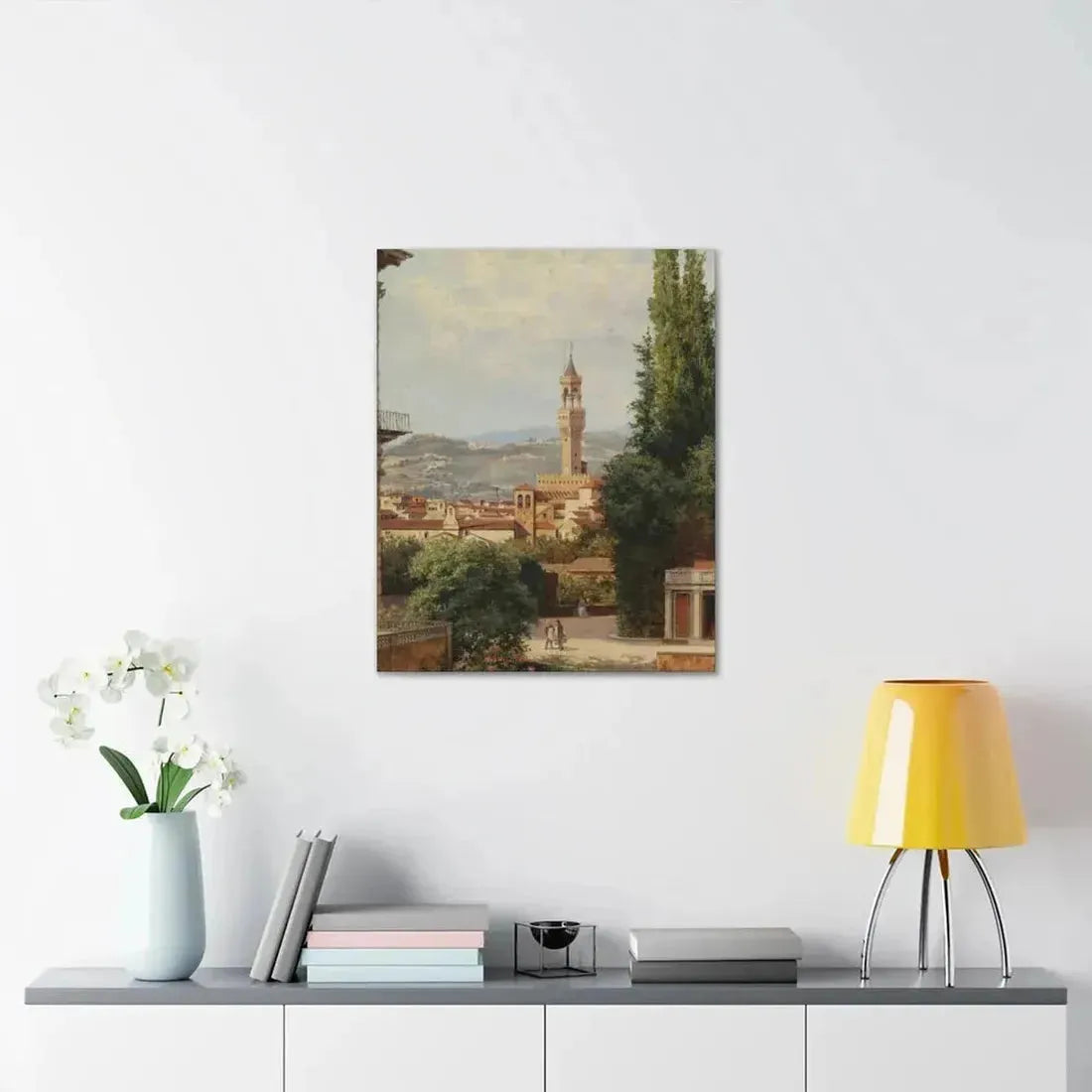 Antonietta Brandeis (1849-) Florence, View of the Palazzo Vecchio The Fiesole In the Distance - Canvas Wall Art - The Sticker Space