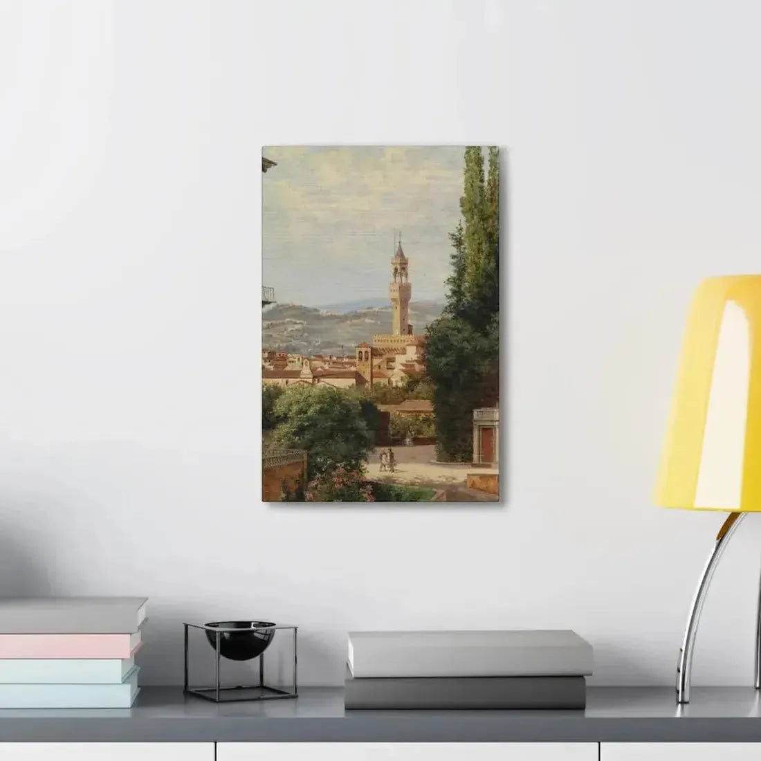 Antonietta Brandeis (1849-) Florence, View of the Palazzo Vecchio The Fiesole In the Distance - Canvas Wall Art - The Sticker Space
