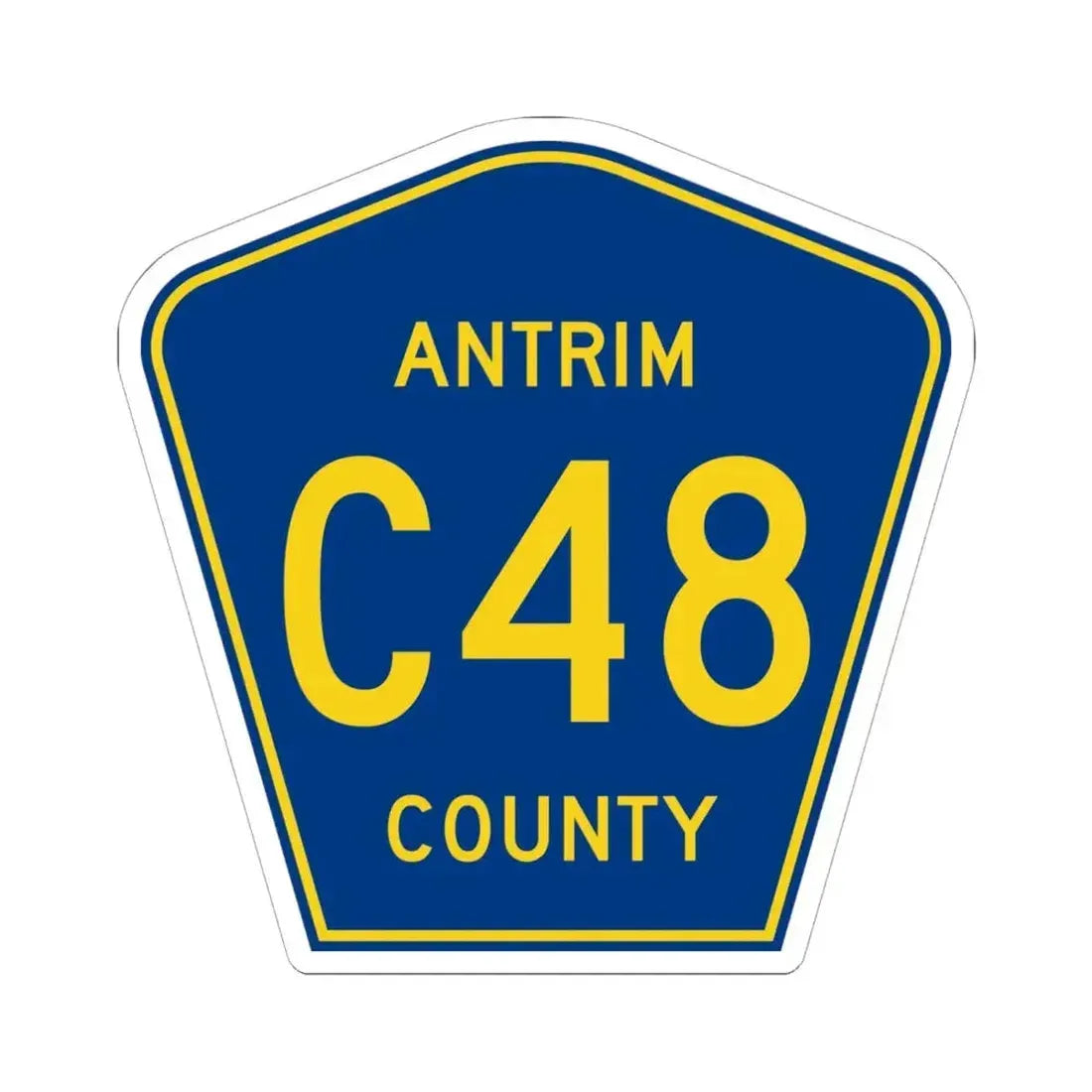 Antrim County C-48 (Michigan) (Road Sign) STICKER Vinyl Kiss-Cut Decal 6 Inch White - The Sticker Space