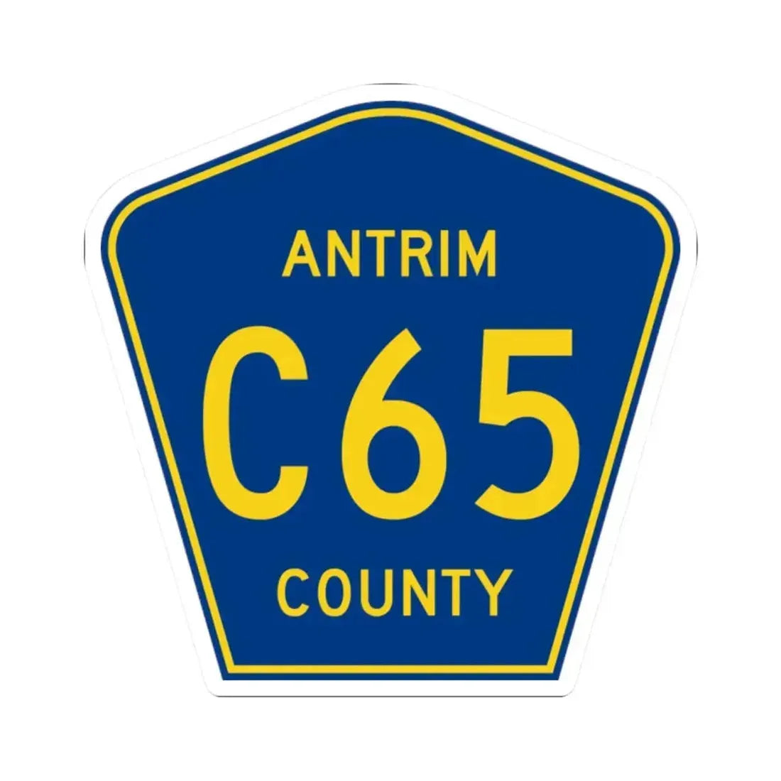 Antrim County C-65 (Michigan) (Road Sign) STICKER Vinyl Kiss-Cut Decal 2 Inch White - The Sticker Space