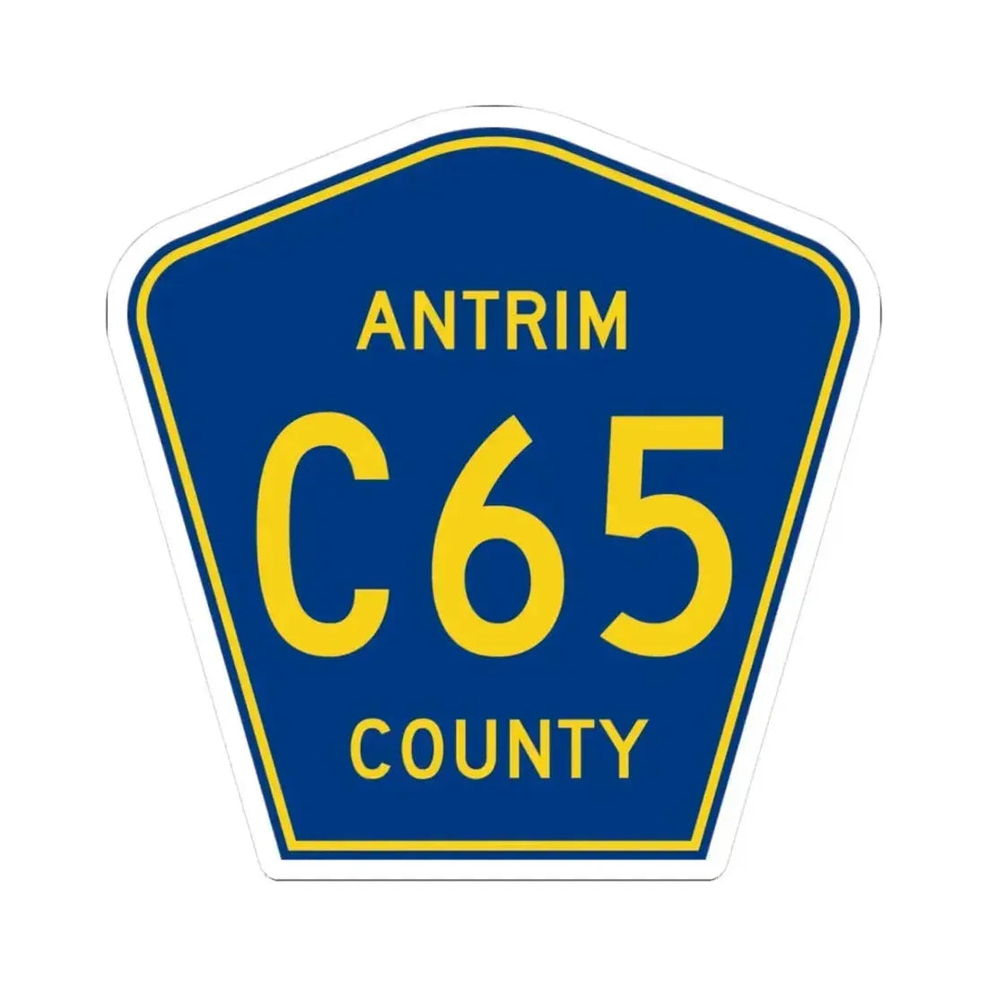 Antrim County C-65 (Michigan) (Road Sign) STICKER Vinyl Kiss-Cut Decal 3 Inch White - The Sticker Space