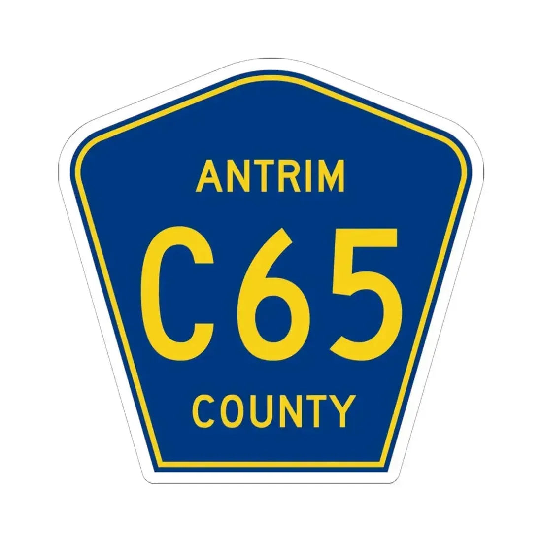 Antrim County C-65 (Michigan) (Road Sign) STICKER Vinyl Kiss-Cut Decal 6 Inch White - The Sticker Space