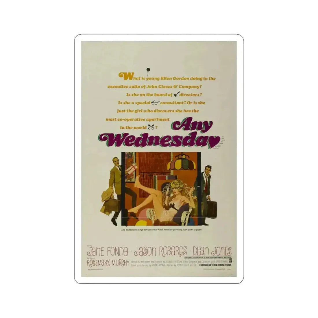 Any Wednesday 1966 Movie Poster - STICKER Vinyl Kiss-Cut Decal 4 Inch White - The Sticker Space