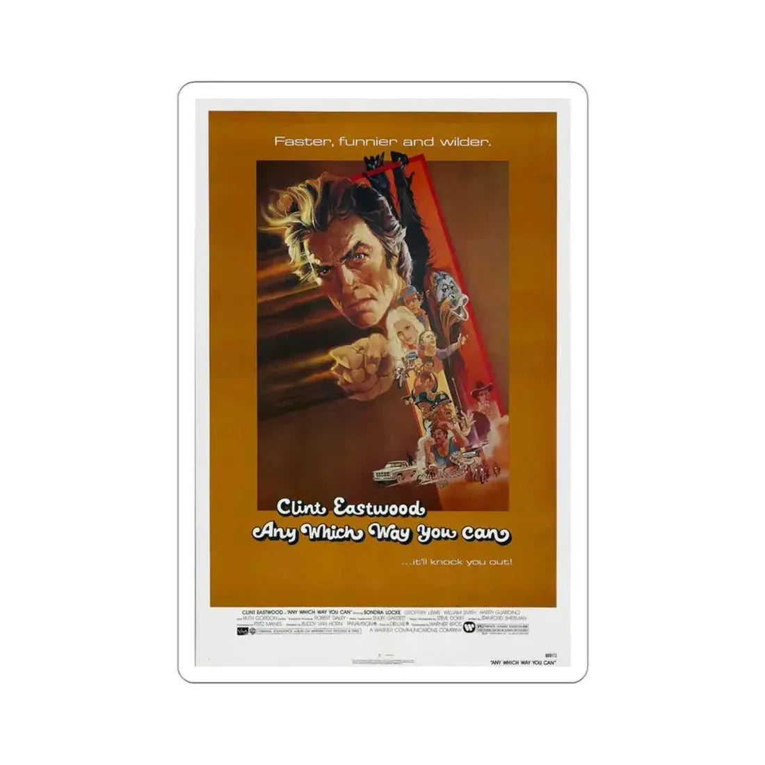 Any Which Way you Can 1980 Movie Poster STICKER Vinyl Die-Cut Decal 3 Inch - The Sticker Space