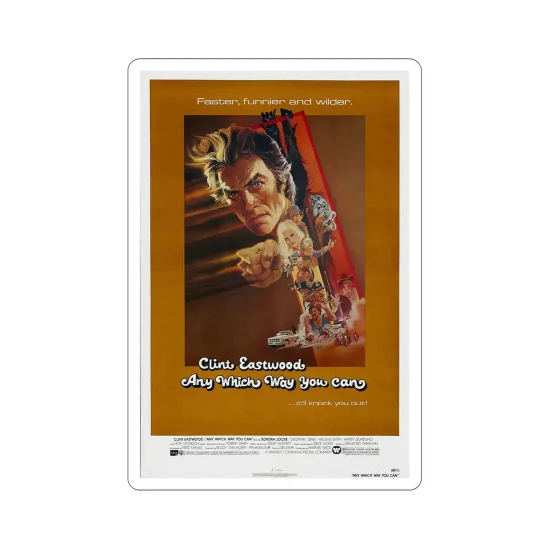 Any Which Way you Can 1980 Movie Poster STICKER Vinyl Die-Cut Decal 4 Inch - The Sticker Space