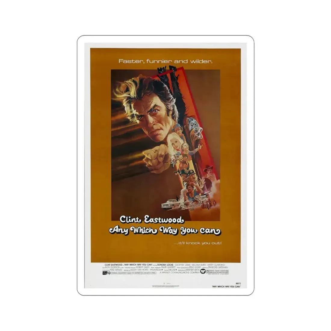 Any Which Way you Can 1980 Movie Poster STICKER Vinyl Die-Cut Decal 6 Inch - The Sticker Space