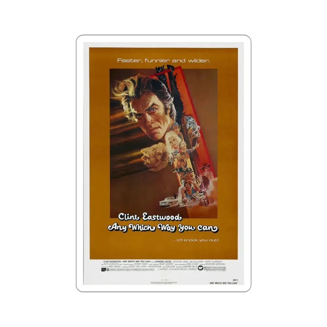 Any Which Way you Can 1980 Movie Poster STICKER Vinyl Die-Cut Decal - The Sticker Space