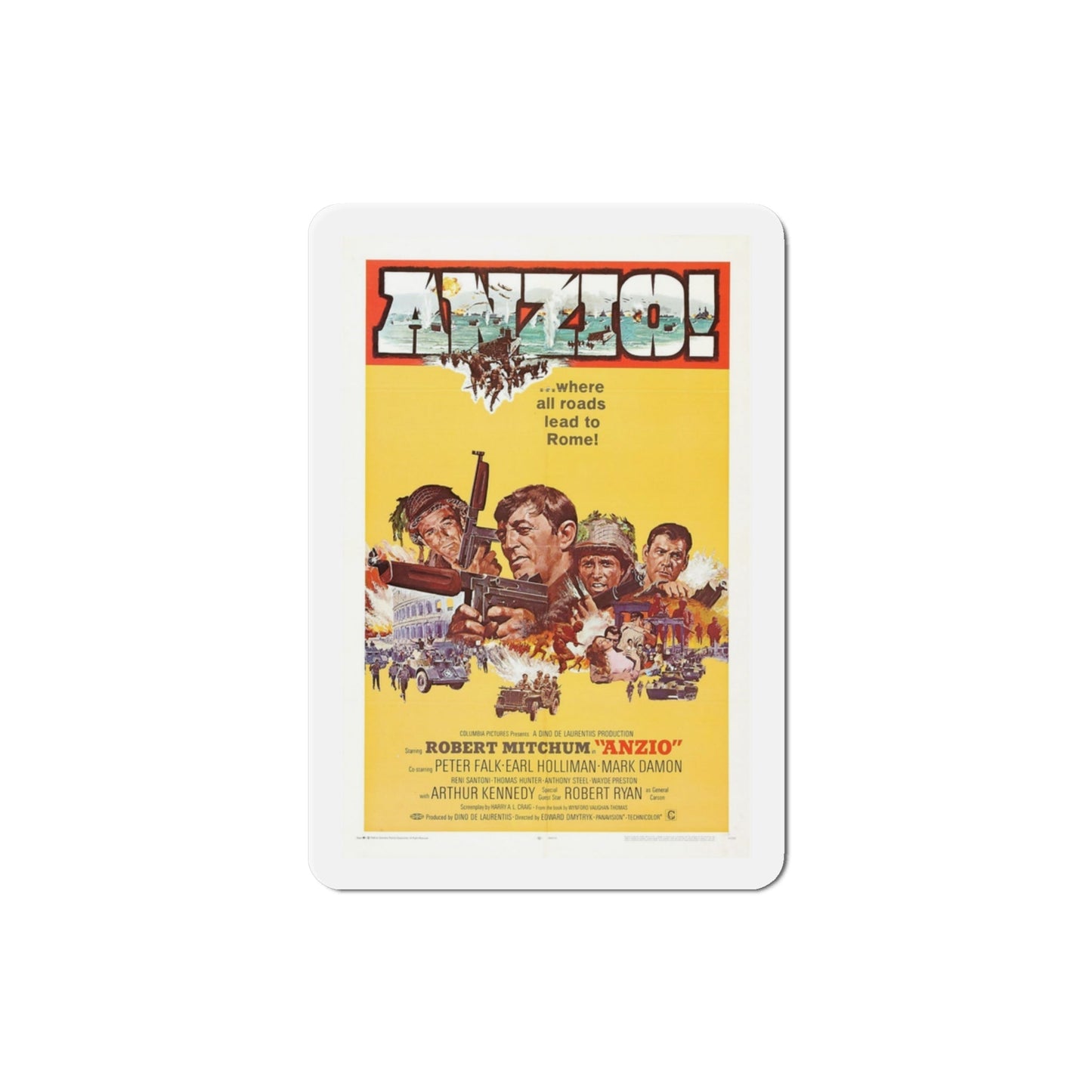 Anzio 1968 Movie Poster Die-Cut Magnet-3 Inch-The Sticker Space