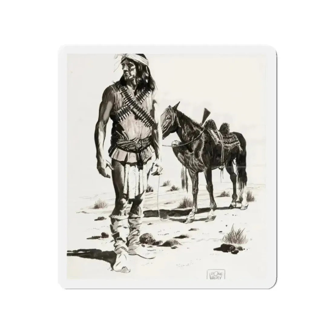 Apache Indian (Magazine Illustration) Refrigerator Magnet 2 Inch Die-Cut - The Sticker Space