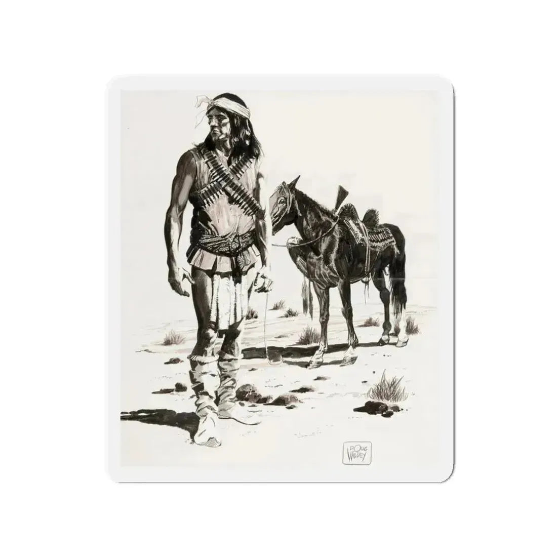 Apache Indian (Magazine Illustration) Refrigerator Magnet 3 Inch Die-Cut - The Sticker Space