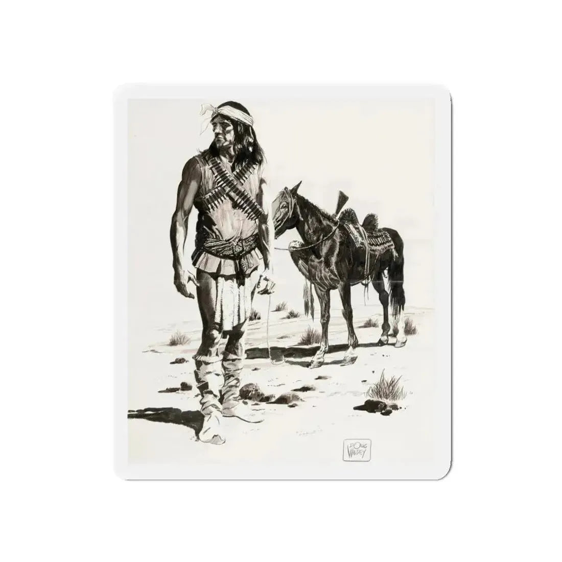 Apache Indian (Magazine Illustration) Refrigerator Magnet 5 Inch Die-Cut - The Sticker Space