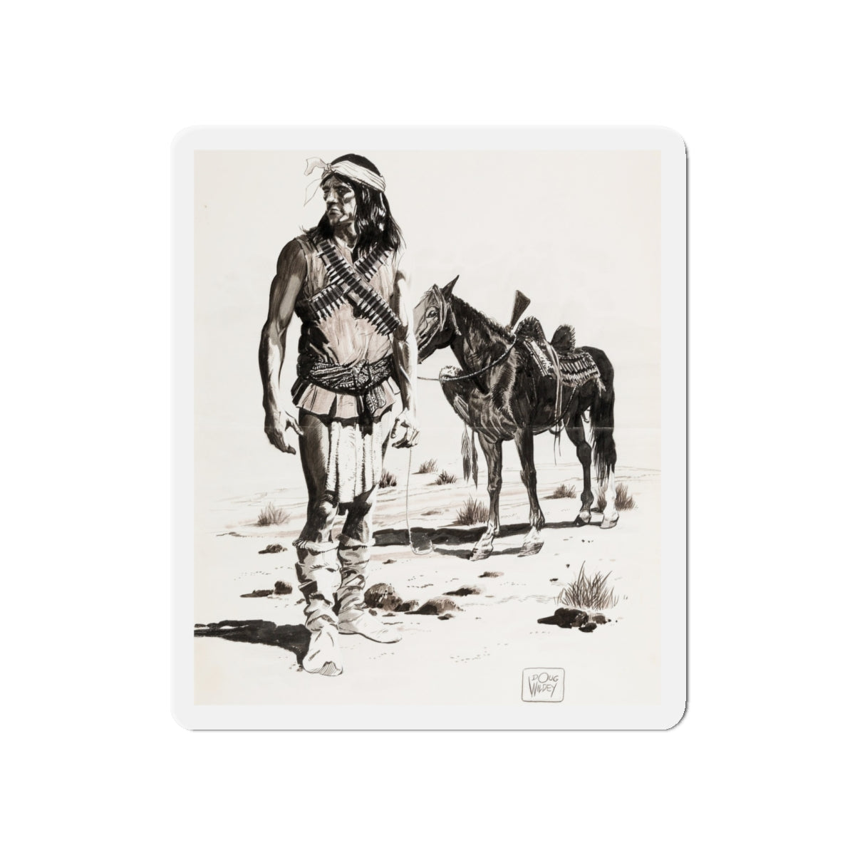 Apache Indian (Magazine Illustration) Refrigerator Magnet-5" x 5"-The Sticker Space