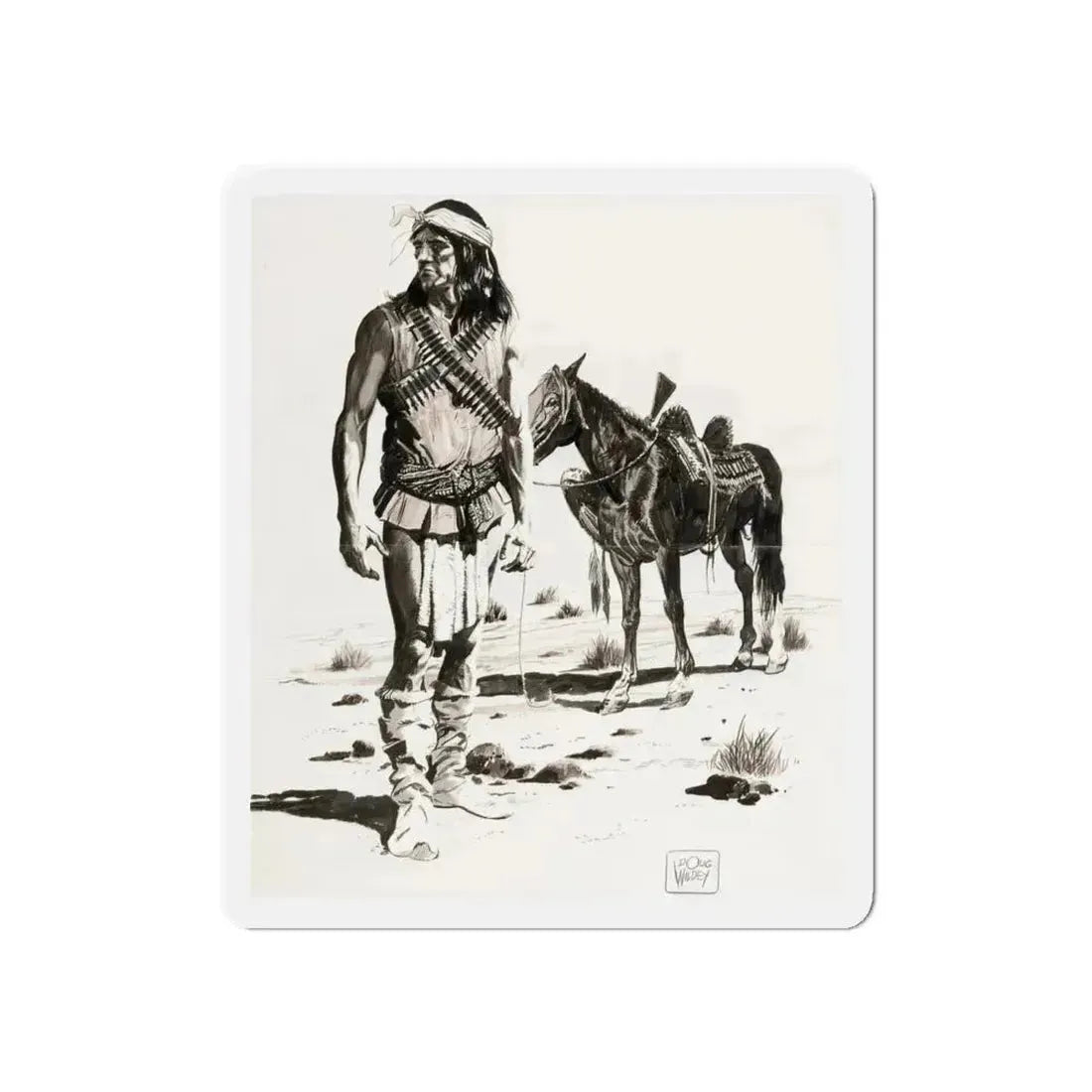 Apache Indian (Magazine Illustration) Refrigerator Magnet 6 Inch Die-Cut - The Sticker Space