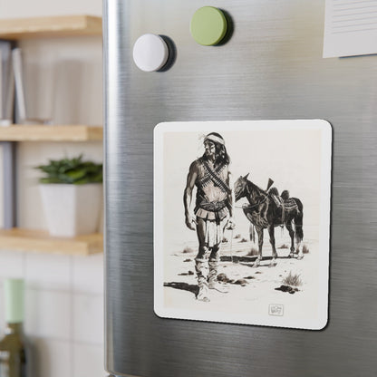 Apache Indian (Magazine Illustration) Refrigerator Magnet-The Sticker Space