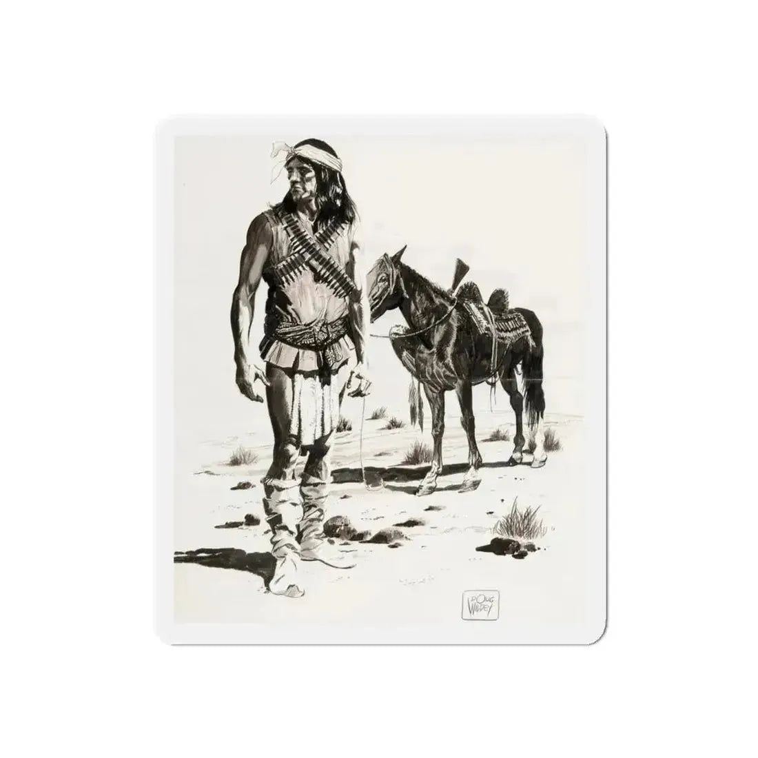 Apache Indian (Magazine Illustration) Refrigerator Magnet - The Sticker Space