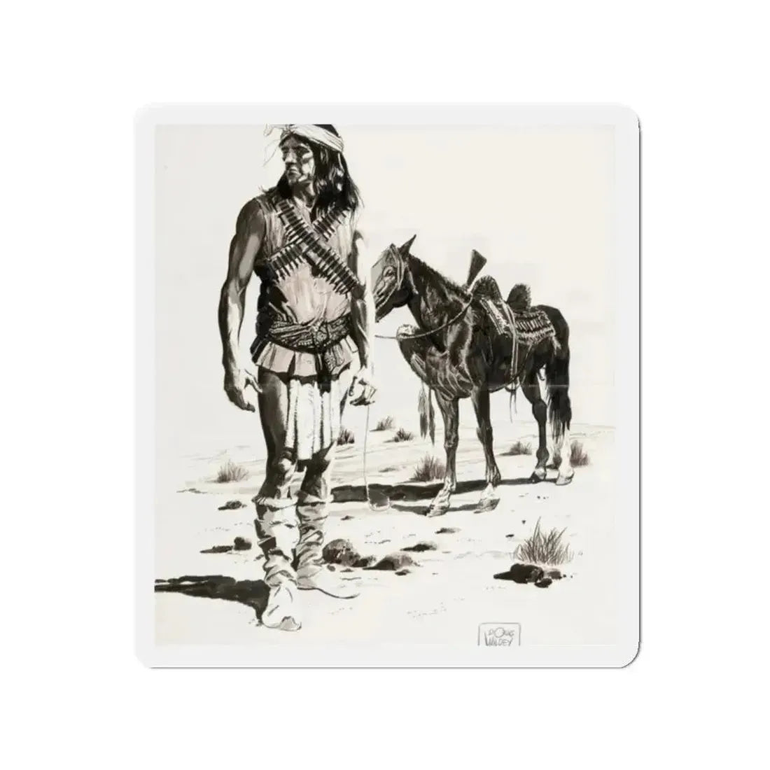 Apache Indian (Magazine Illustration) Refrigerator Magnet - The Sticker Space