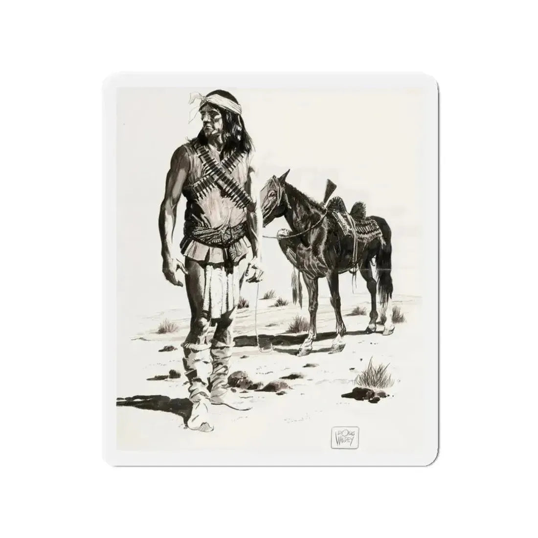 Apache Indian (Magazine Illustration) Refrigerator Magnet - The Sticker Space