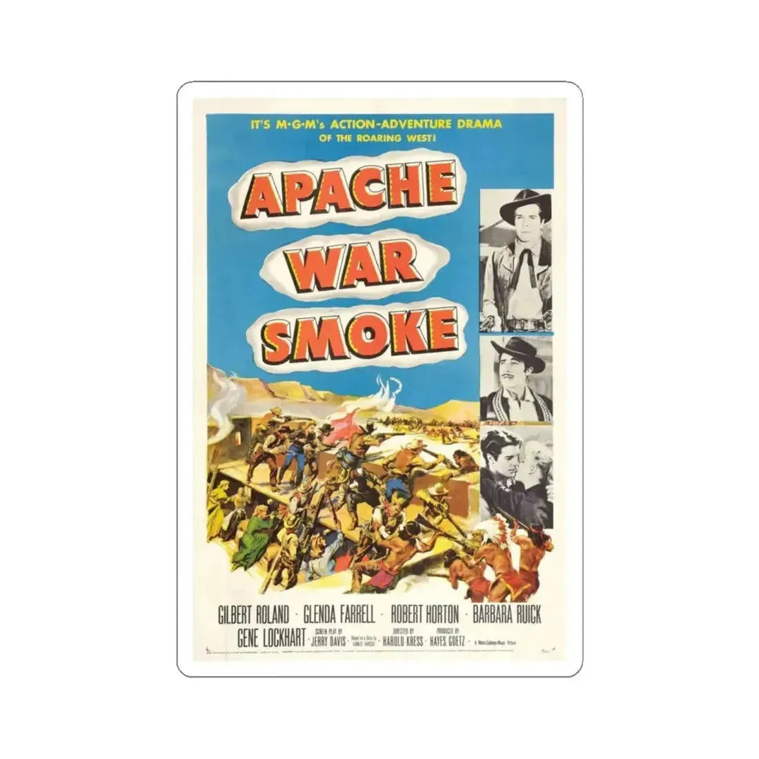 Apache War Smoke 1952 Movie Poster - STICKER Vinyl Kiss-Cut Decal 6 Inch White - The Sticker Space