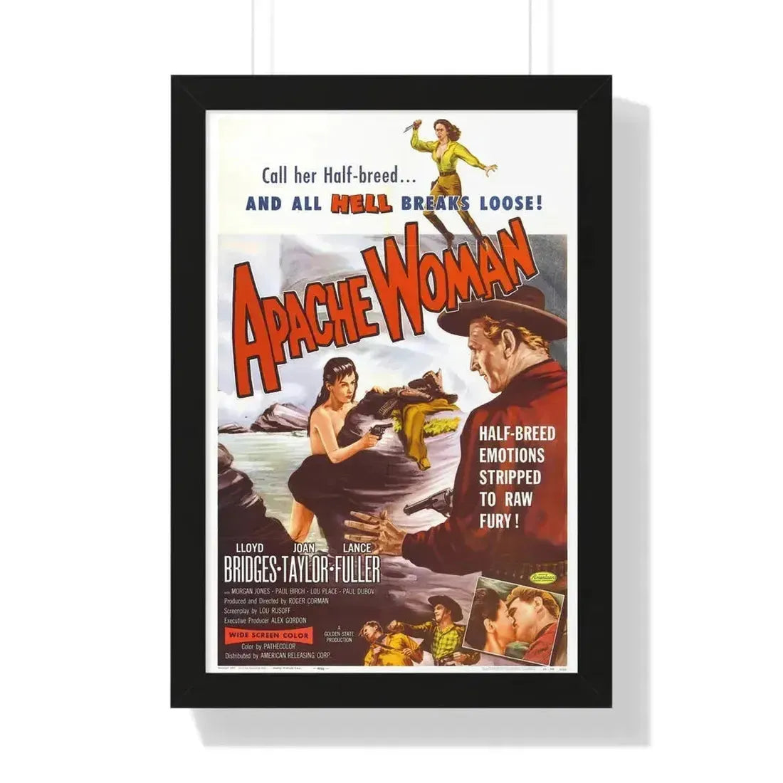 APACHE WOMAN 1955 - Framed Movie Poster 16″ x 24″ Black - The Sticker Space