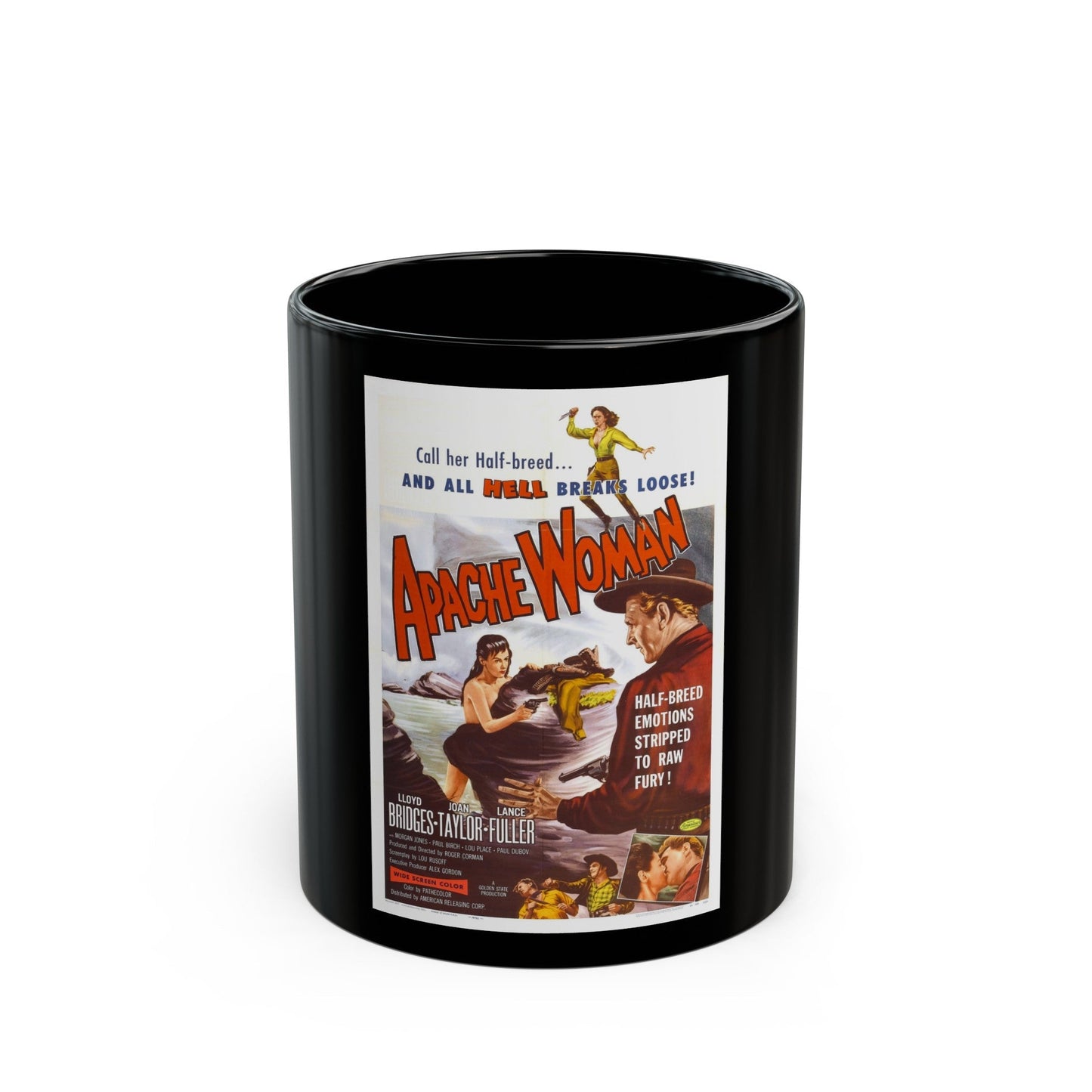 APACHE WOMAN 1955 Movie Poster - Black Coffee Mug-11oz-The Sticker Space