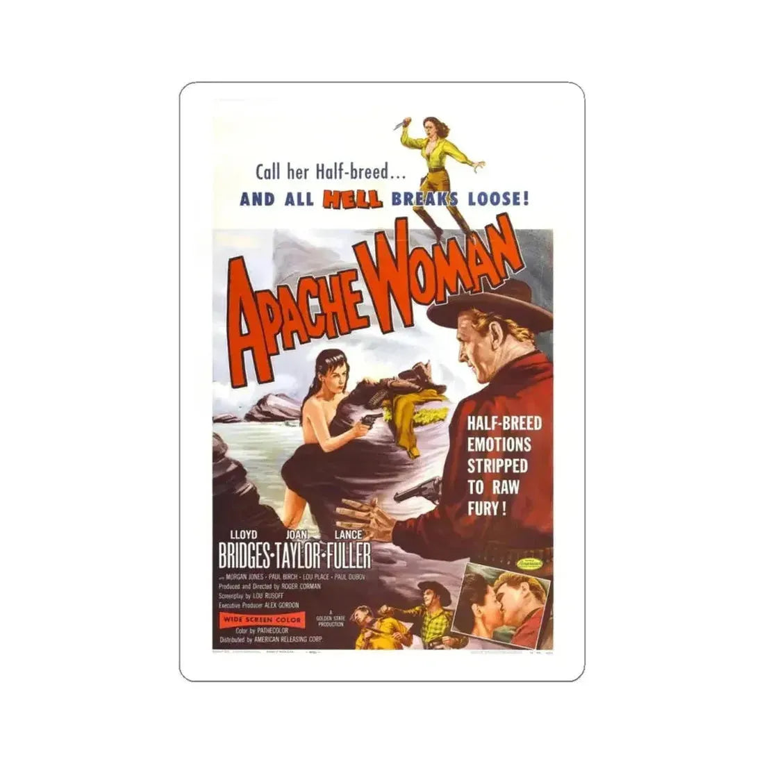 APACHE WOMAN 1955 Movie Poster - STICKER Vinyl Kiss-Cut Decal 4 Inch White - The Sticker Space
