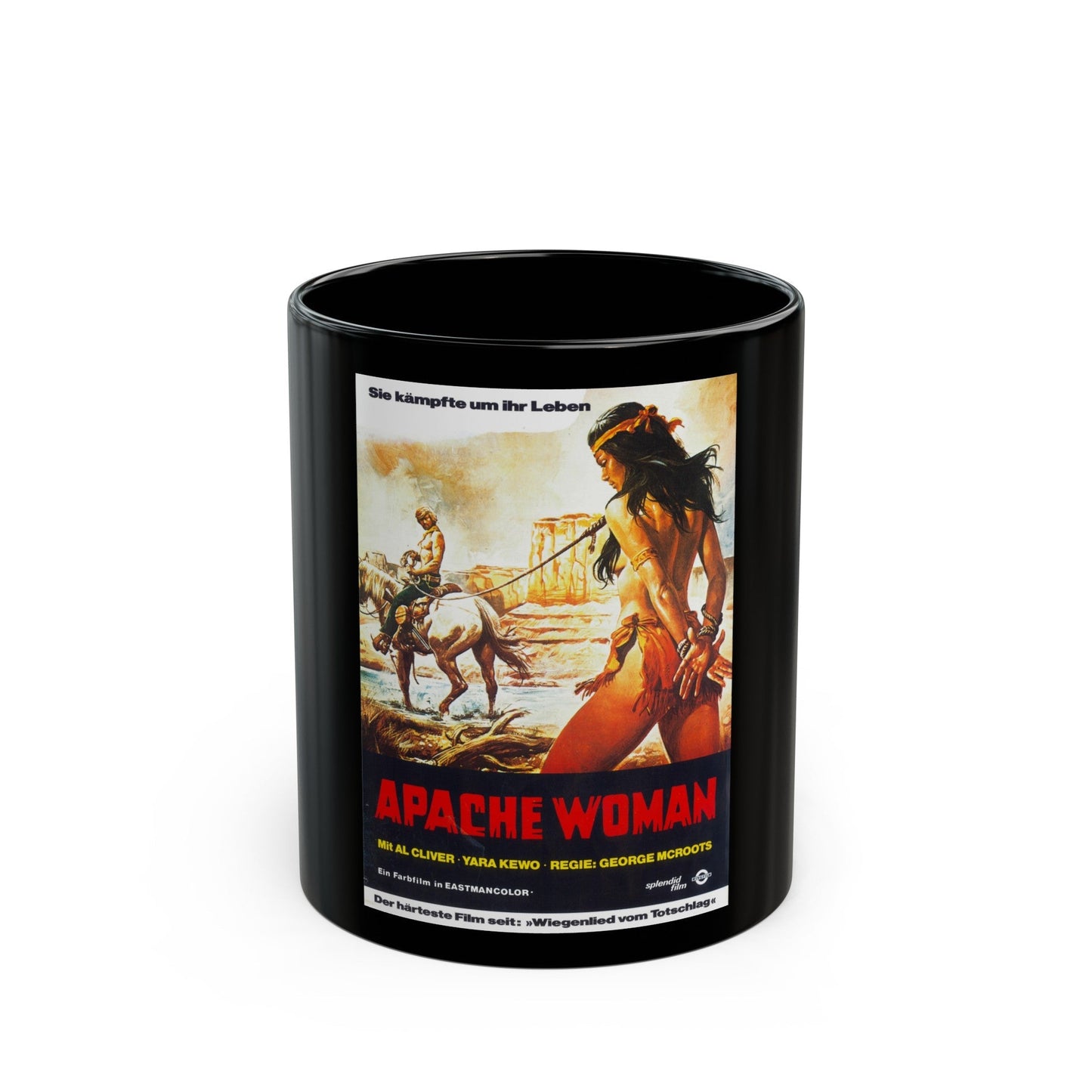 APACHE WOMAN 1976 Movie Poster - Black Coffee Mug-11oz-The Sticker Space