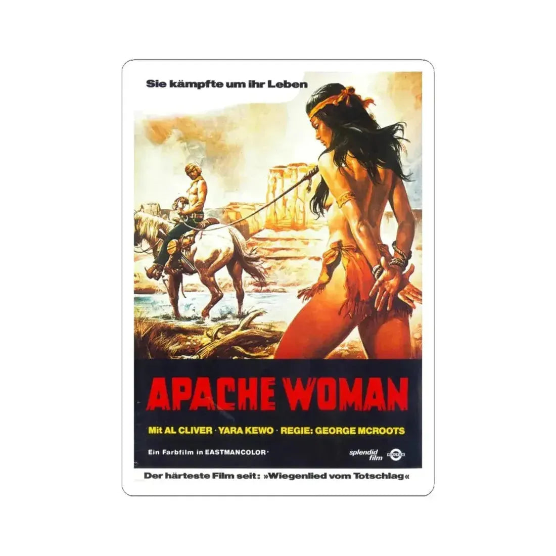 APACHE WOMAN 1976 Movie Poster - STICKER Vinyl Kiss-Cut Decal 4 Inch White - The Sticker Space