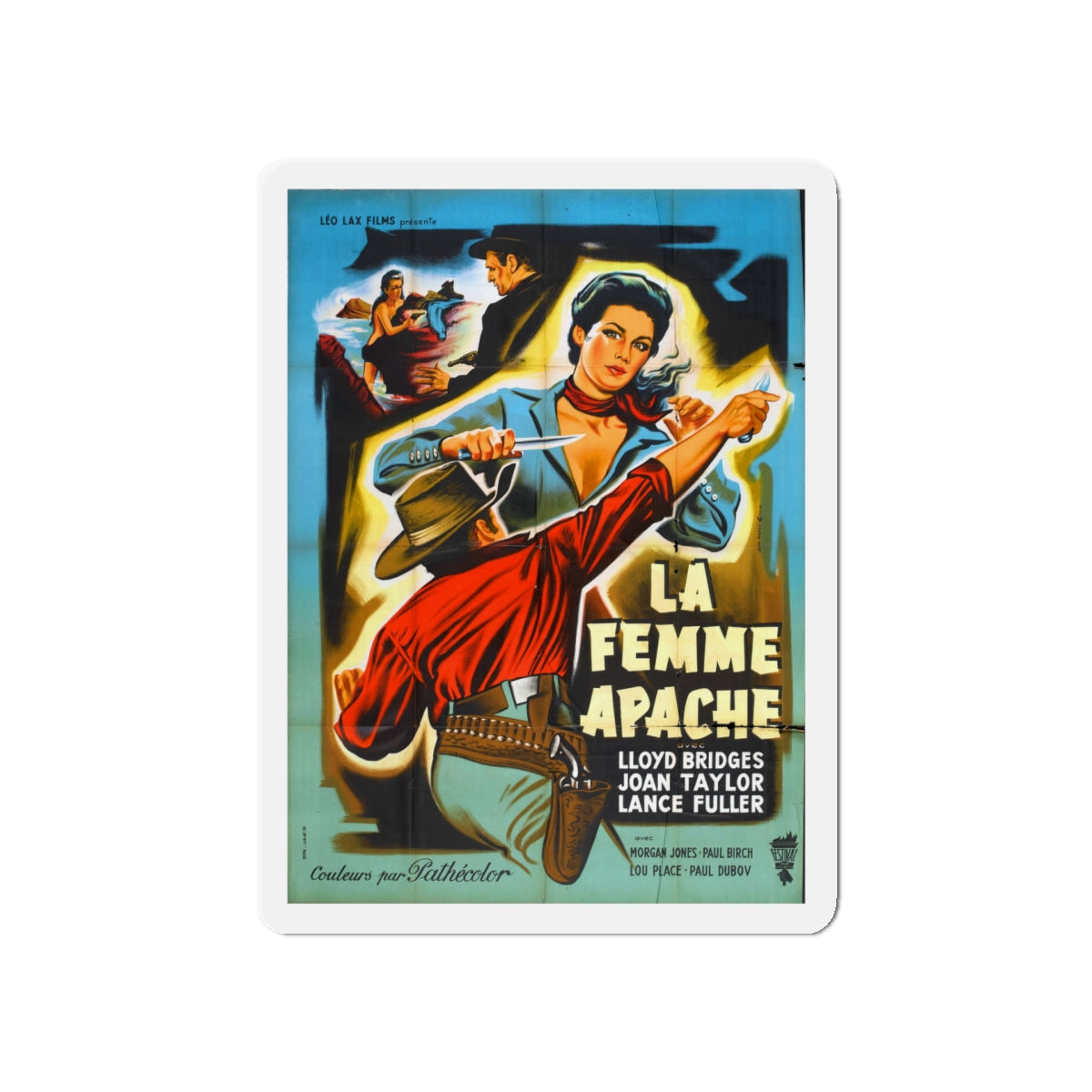 APACHE WOMAN (FRENCH) 1955 Movie Poster - Die-Cut Magnet-5" x 5"-The Sticker Space