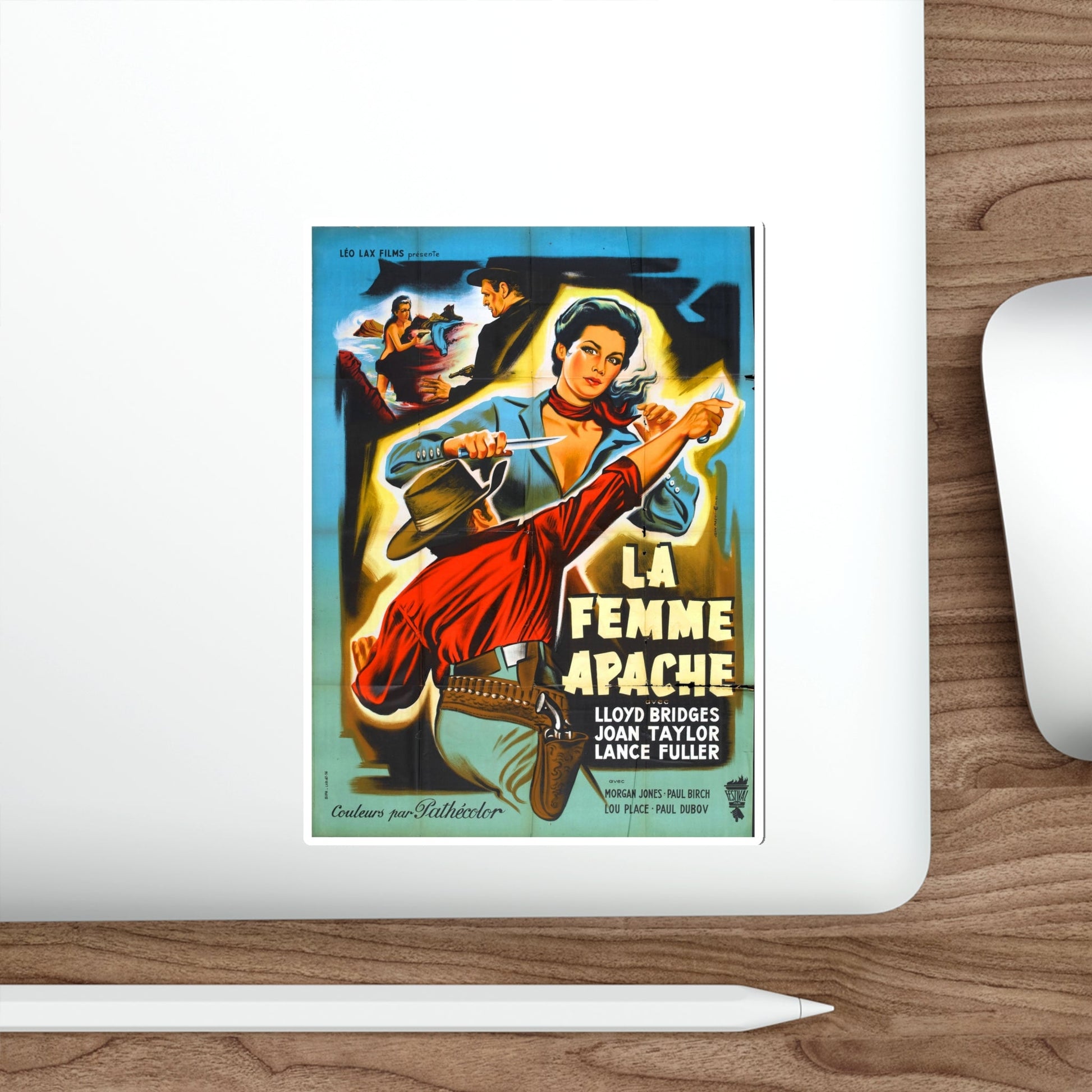 APACHE WOMAN (FRENCH) 1955 Movie Poster STICKER Vinyl Die-Cut Decal-The Sticker Space