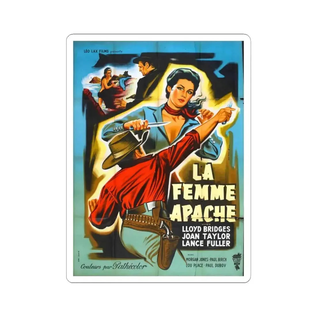 APACHE WOMAN (FRENCH) 1955 Movie Poster - STICKER Vinyl Kiss-Cut Decal 6 Inch White - The Sticker Space