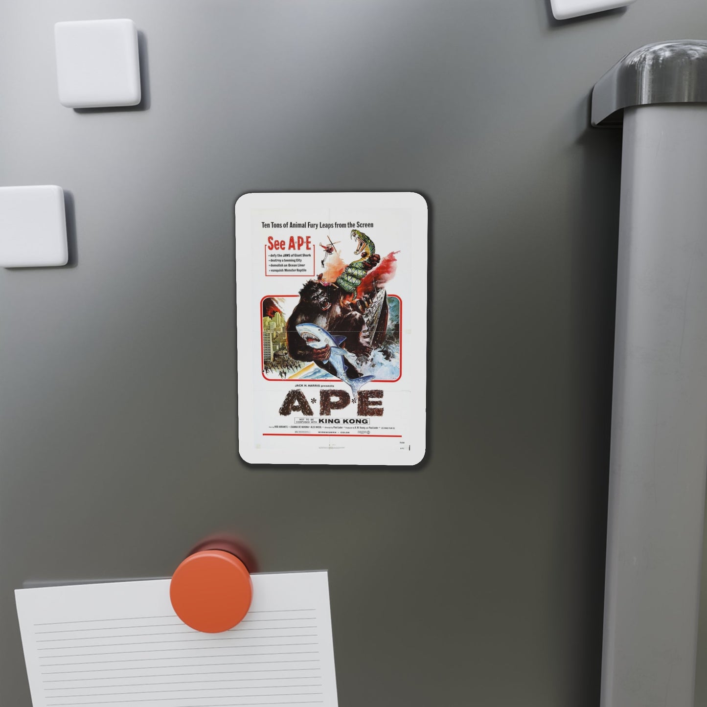 Ape 1976 Movie Poster Die-Cut Magnet-The Sticker Space