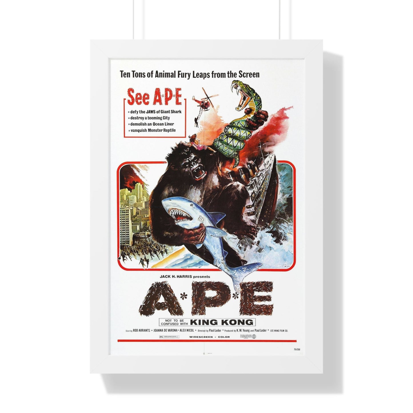 APE (KINGKONG, A-P-E) 1976 - Framed Movie Poster-16″ x 24″-The Sticker Space