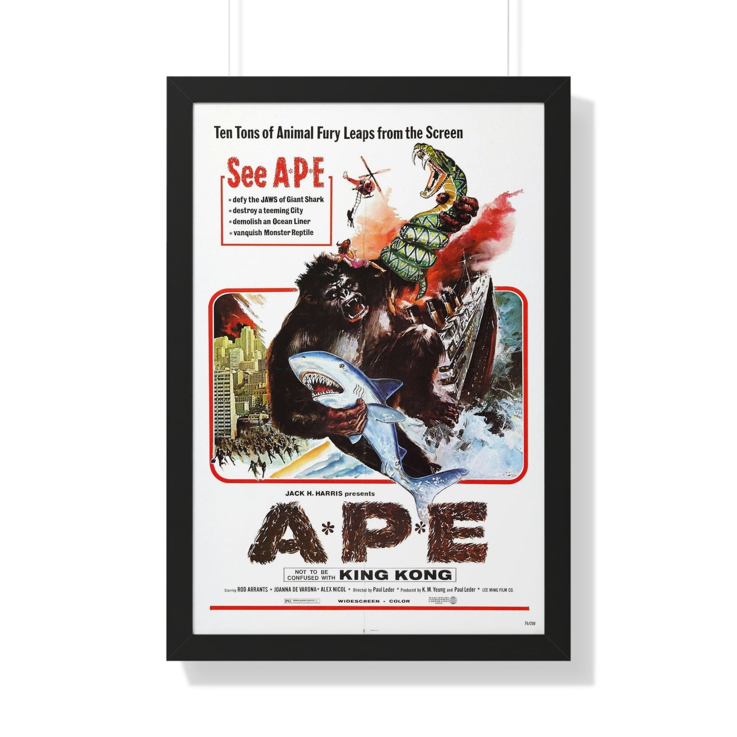 APE (KINGKONG, A-P-E) 1976 - Framed Movie Poster-20" x 30"-The Sticker Space