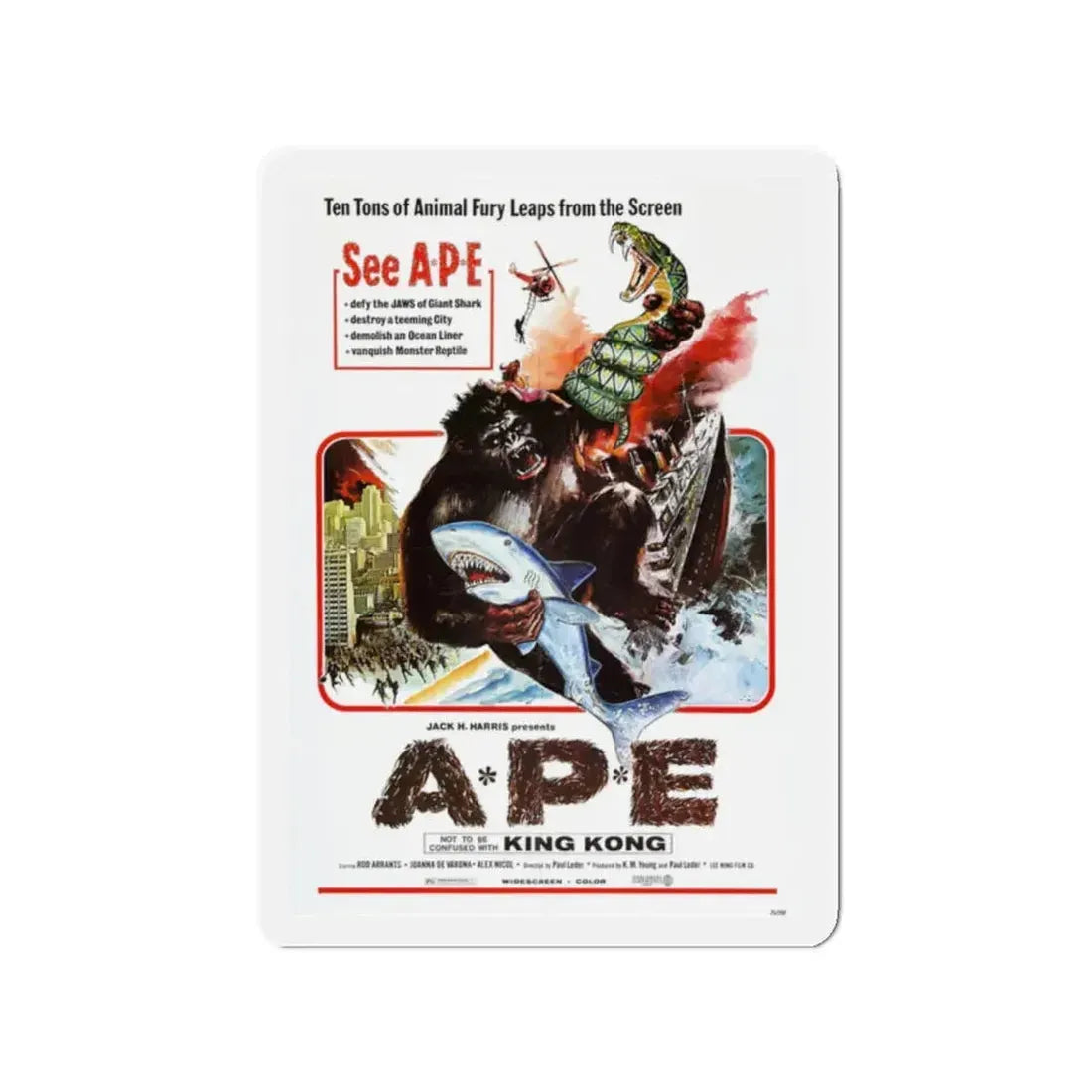 APE (KINGKONG, A-P-E) 1976 Movie Poster - Refrigerator Magnet 2 Inch - The Sticker Space