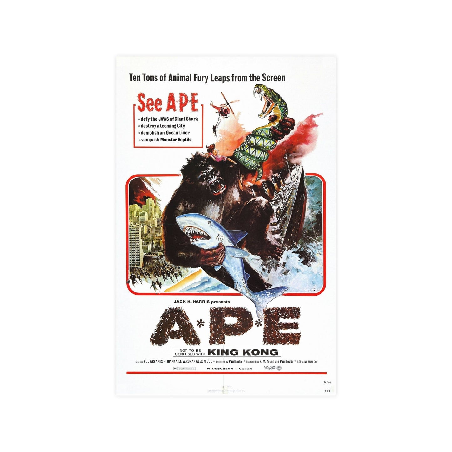 APE (KINGKONG, A-P-E) 1976 - Paper Movie Poster-11″ x 17″ (Vertical)-The Sticker Space