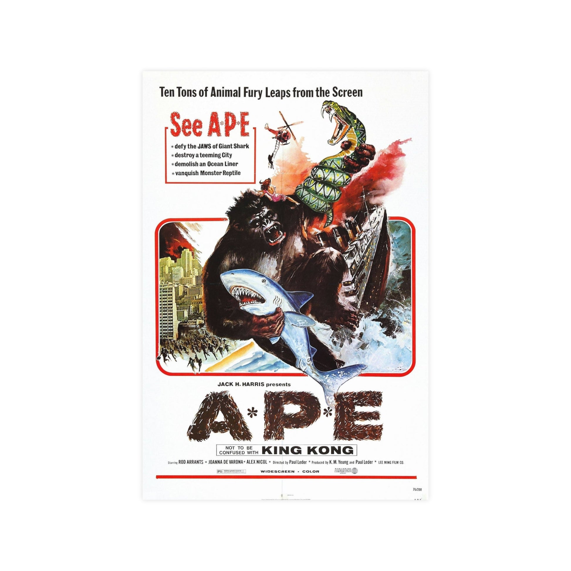 APE (KINGKONG, A-P-E) 1976 - Paper Movie Poster-12″ x 18″ (Vertical)-The Sticker Space