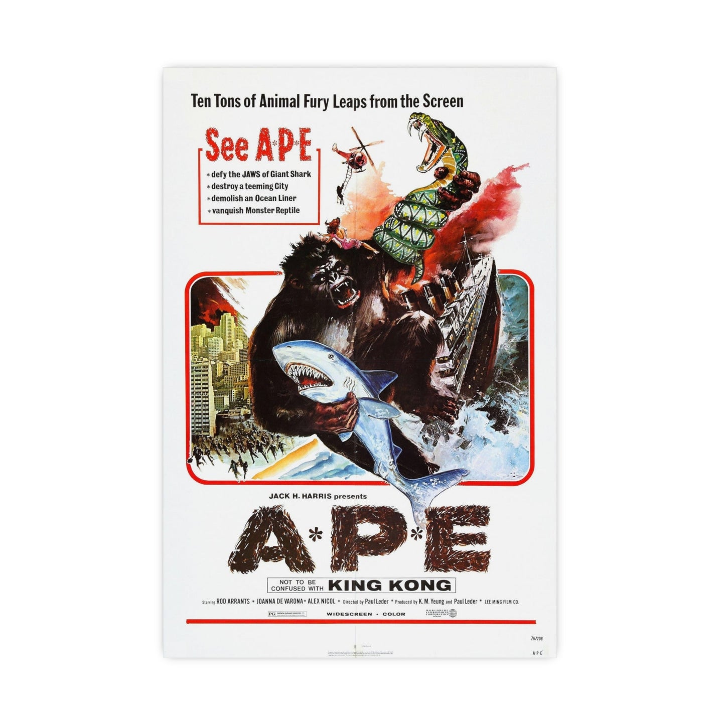 APE (KINGKONG, A-P-E) 1976 - Paper Movie Poster-16″ x 24″ (Vertical)-The Sticker Space