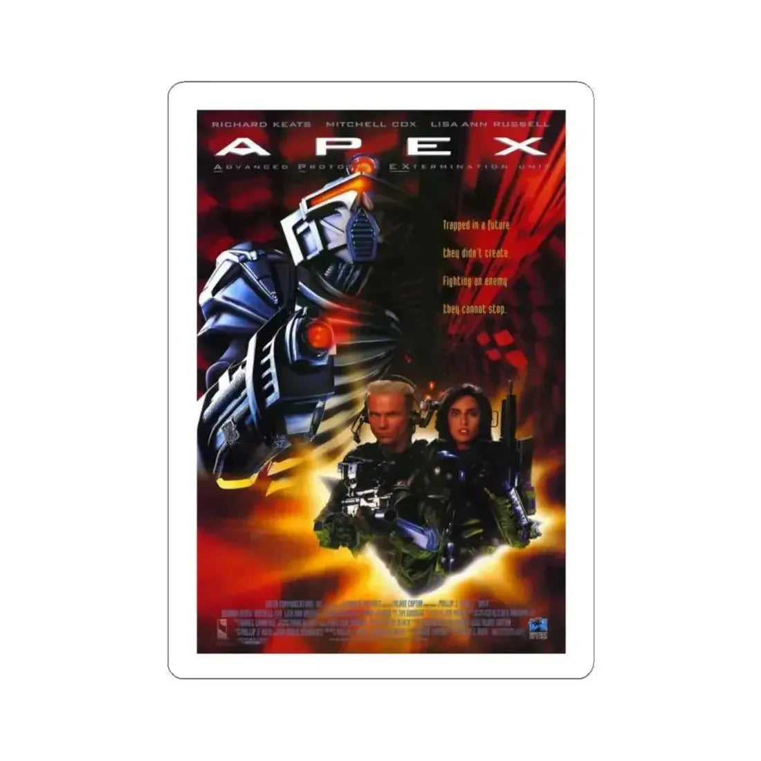 A.P.E.X. 1994 Movie Poster - STICKER Vinyl Kiss-Cut Decal 6 Inch White - The Sticker Space