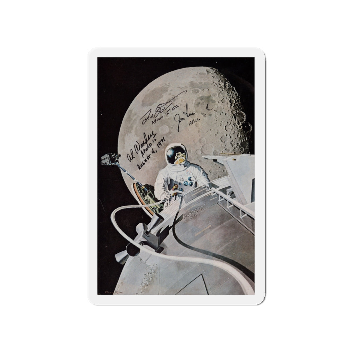 Apollo 15 (Magazine Illustration) Refrigerator Magnet-3" x 3"-The Sticker Space