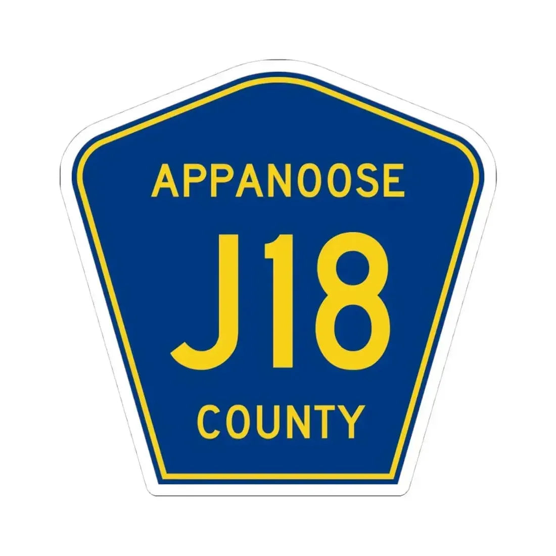 Appanoose County Route J18 IA (Iowa) (Road Sign) STICKER Vinyl Kiss-Cut Decal 4 Inch White - The Sticker Space