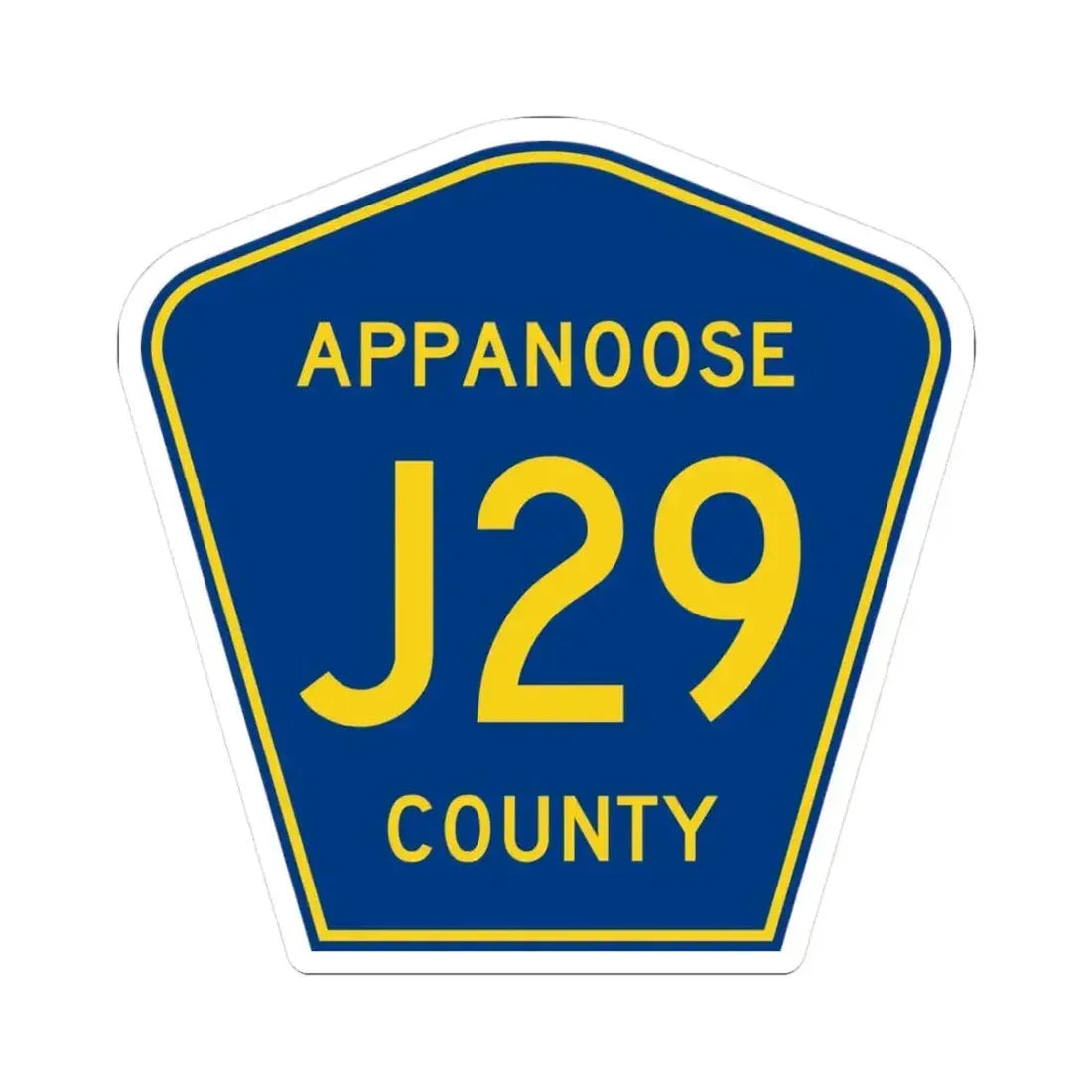 Appanoose County Route J29 IA (Iowa) (Road Sign) STICKER Vinyl Kiss-Cut Decal 3 Inch White - The Sticker Space