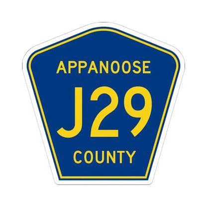 Appanoose County Route J29 IA (Iowa) (Road Sign) STICKER Vinyl Kiss-Cut Decal 6 Inch White - The Sticker Space