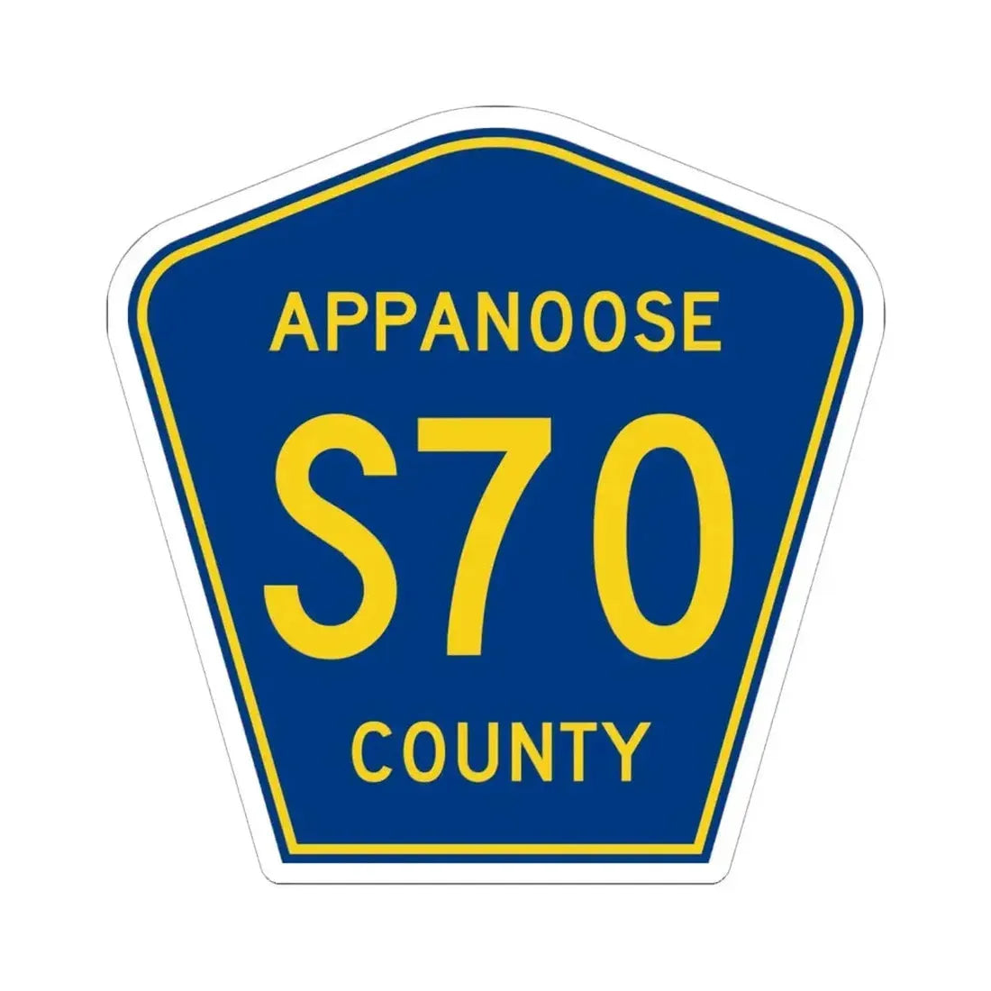 Appanoose County Route S70 IA (Iowa) (Road Sign) STICKER Vinyl Kiss-Cut Decal 6 Inch White - The Sticker Space