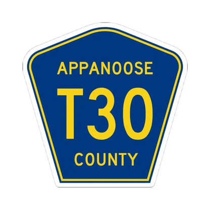 Appanoose County Route T30 IA (Iowa) (Road Sign) STICKER Vinyl Kiss-Cut Decal 4 Inch White - The Sticker Space