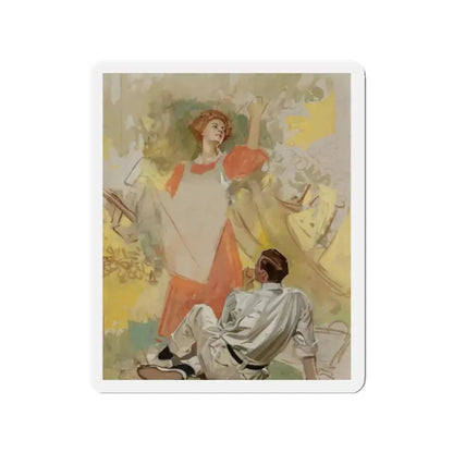 Apple Picking, Success Magazine cover study, circa 1908 (Magazine Illustration) Refrigerator Magnet 2 Inch - The Sticker Space