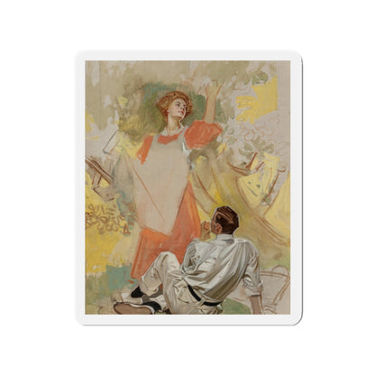 Apple Picking, Success Magazine cover study, circa 1908 (Magazine Illustration) Refrigerator Magnet-2" x 2"-The Sticker Space