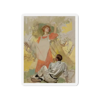 Apple Picking, Success Magazine cover study, circa 1908 (Magazine Illustration) Refrigerator Magnet 3 Inch - The Sticker Space